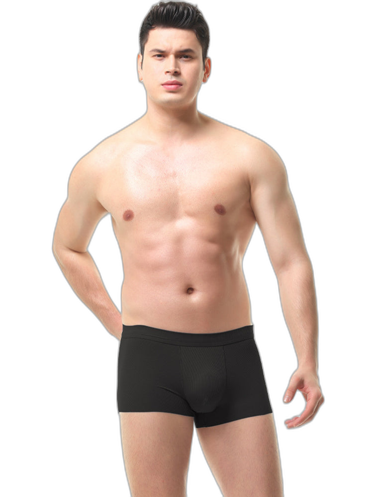 4 Pack Men's Ice Silk Seamless Trunks Underwear