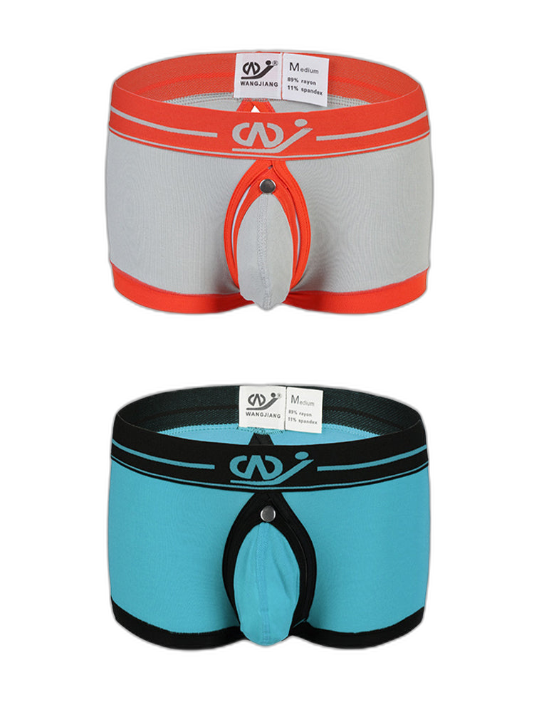2 Pack Men's Large Pouch Back Opening Sexy Trunks