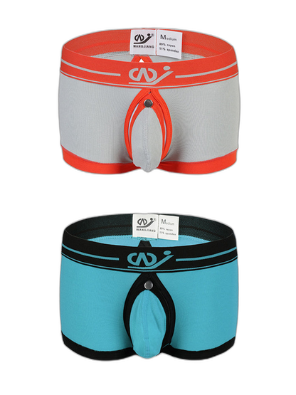 2 Pack Men's Large Pouch Back Opening Sexy Trunks