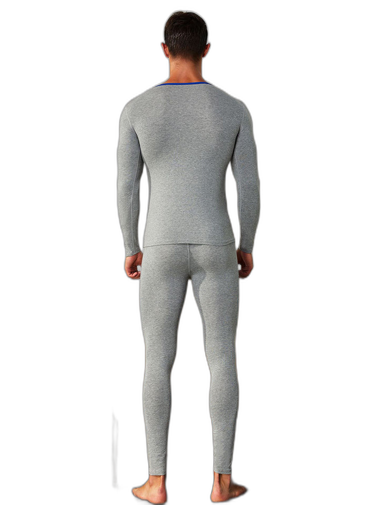 Men's Splicing Lines Cotton Thermal Underwear Set