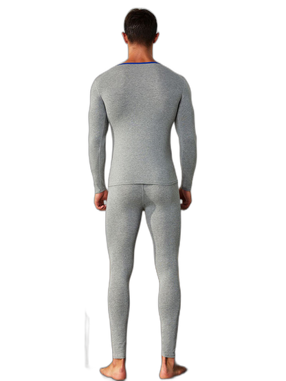 Men's Splicing Lines Cotton Thermal Underwear Set