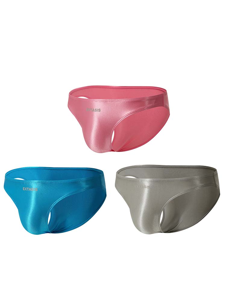 Men's Sexy Solid Color Satin Glossy Briefs