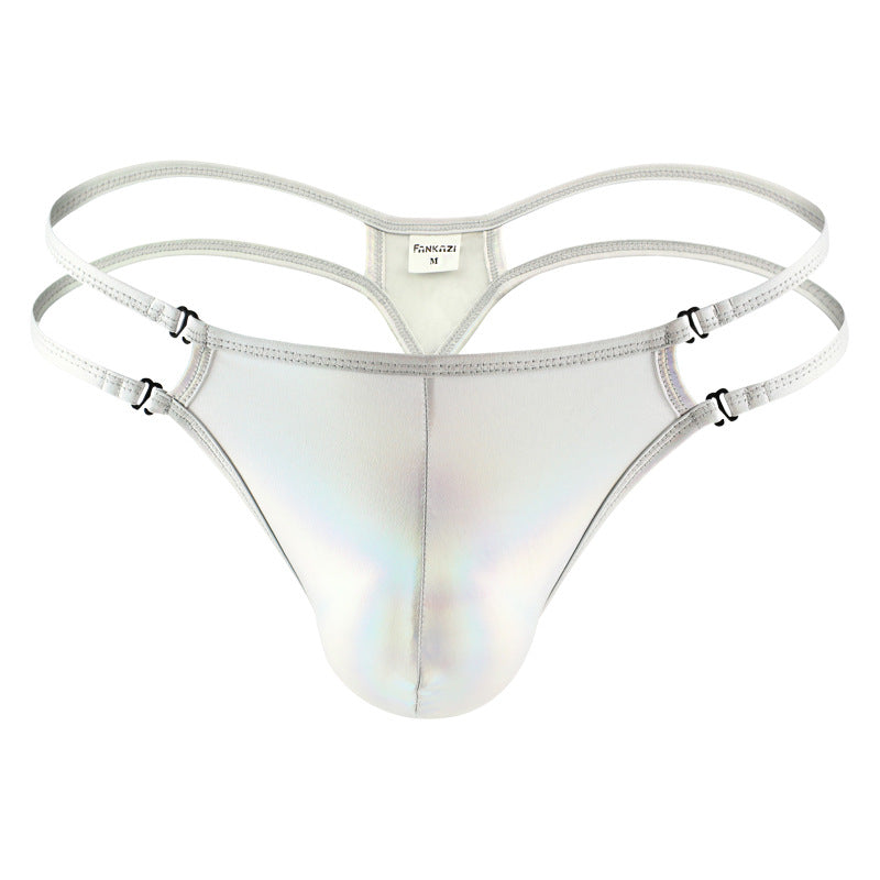 Faux Leather Ice Silk Sexy Men's Thong