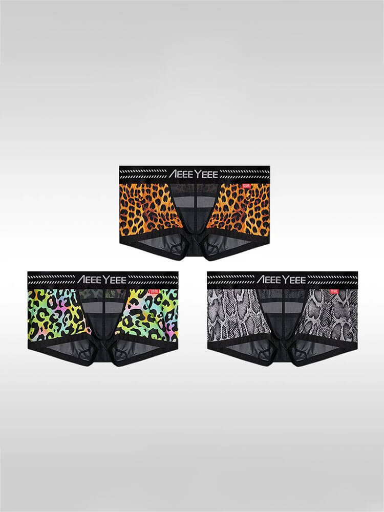 Men's Printed Ultra-Thin U-Pouch Cut-Out Trunks