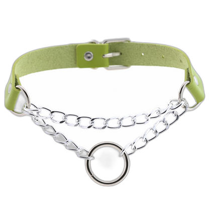 Chained O-Ring Leather Collar / Choker