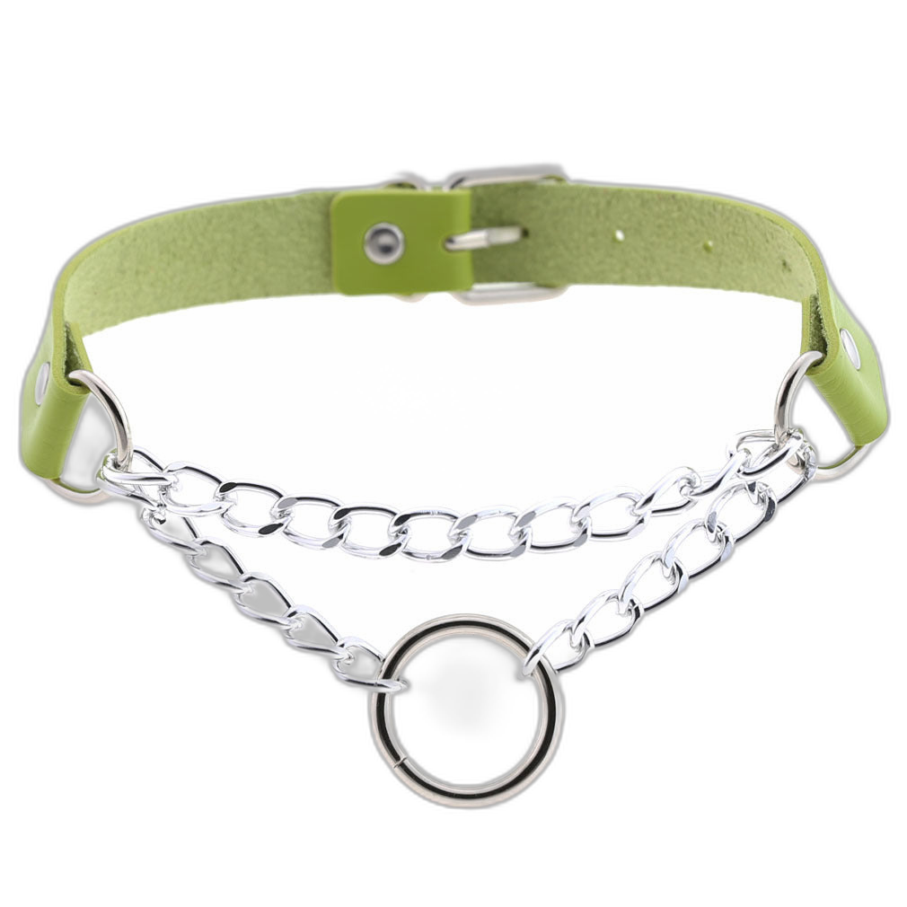Chained O-Ring Leather Collar / Choker