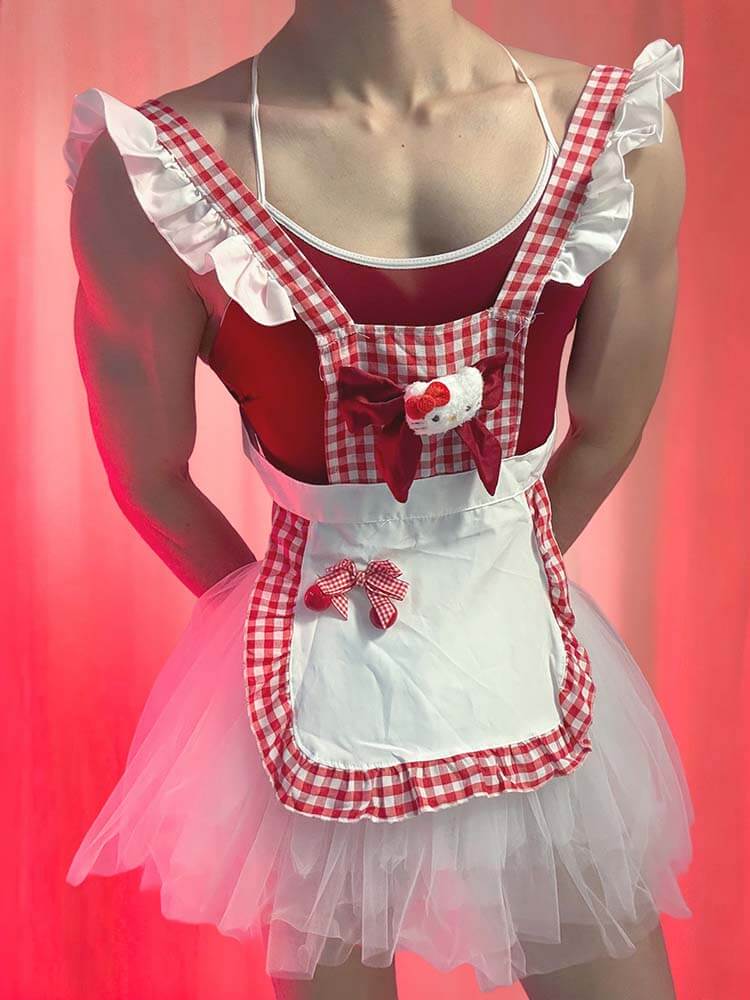 Men's Sexy Cat-Themed Male Maid Costume Set