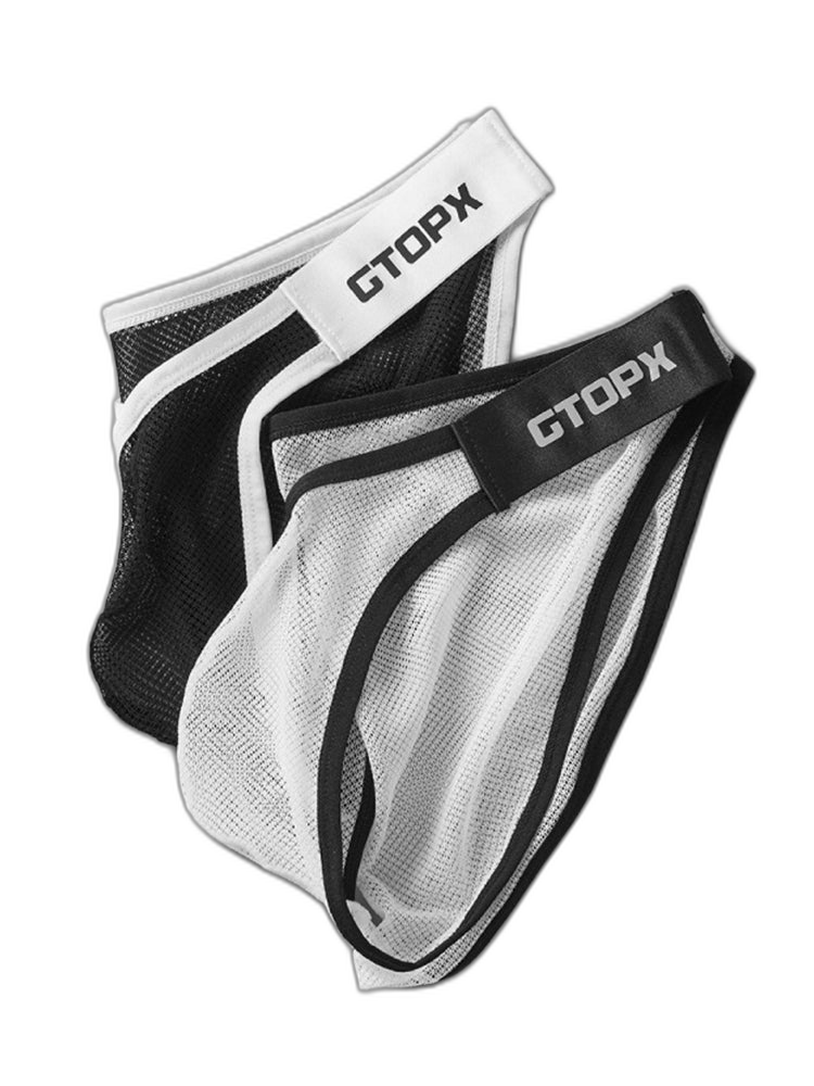 2 Pack Men's U-Pouch Sheer Mesh Briefs
