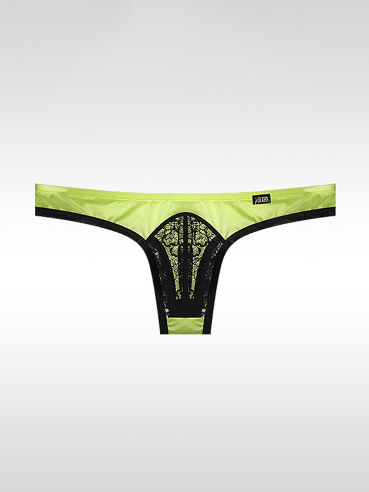  Men's Sexy Ultra-Thin Ice Silk Lace Low-Rise Thong