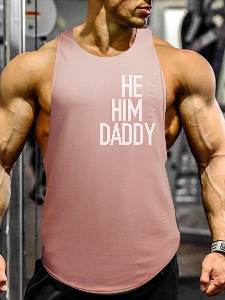 He Him Daddy Letter Graphic Print Tank Top