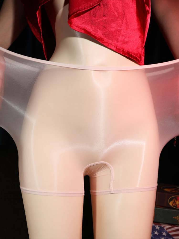 Sexy Solid Color Glossy Stretch See-Through Trunks