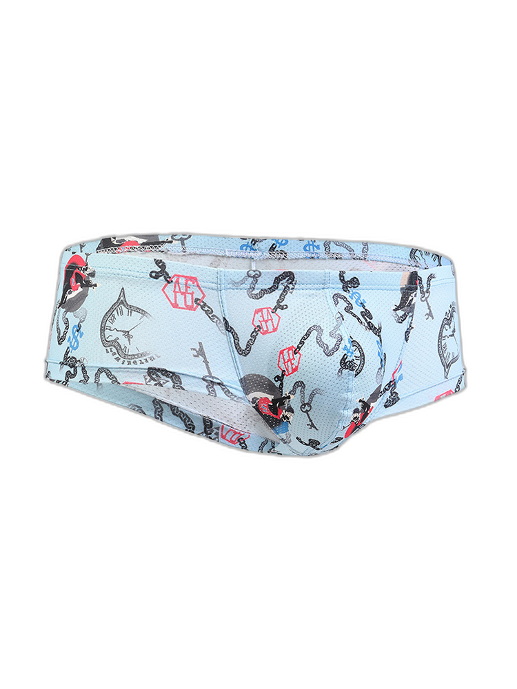 Men's Sexy Botanical Printed Mesh Underwear