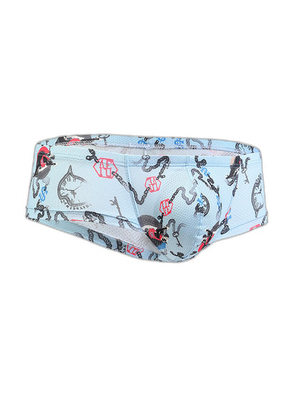 Men's Sexy Botanical Printed Mesh Underwear