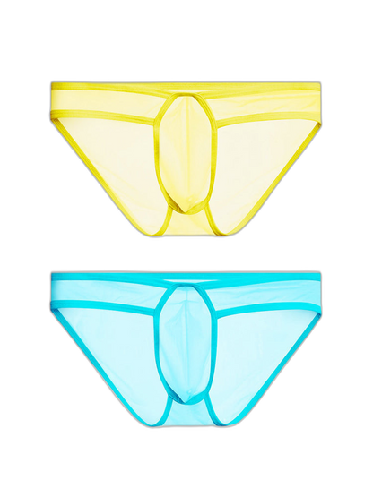 2 Pack Men's Ice Silk Breathable Sexy Low-Rise Anti-Odor Briefs