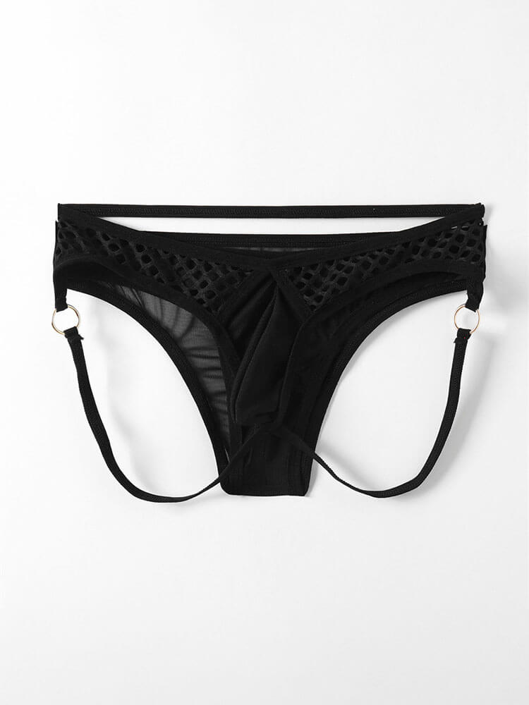 Men's Sexy Cut-Out Fishnet Stretchy Double Thong