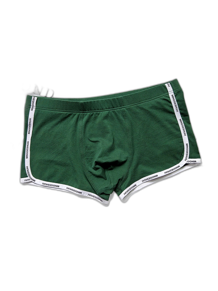 Men’s Letter Trim Applique Cotton Trunks