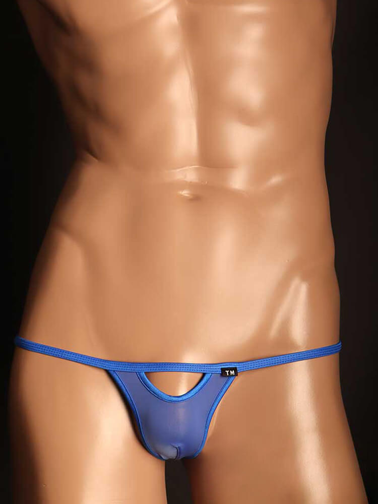 Men's Solid Sexy Front Hollow Low Rise Thong