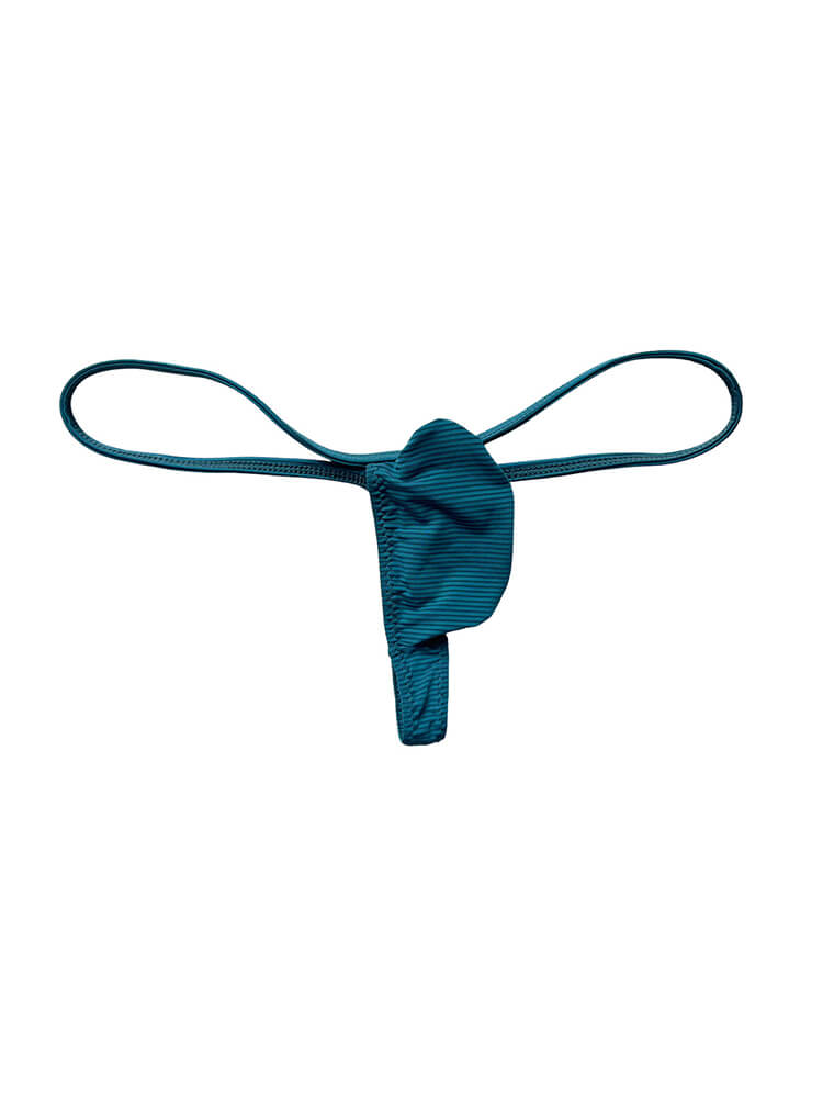 Men's Striped Uplifted Pouch Design Thin Thong