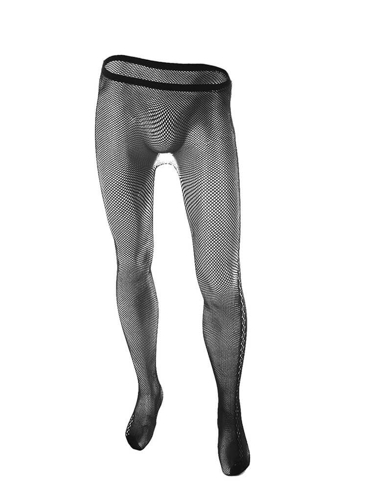 Men's Hollow Jacquard Elastic Fishnet Stockings