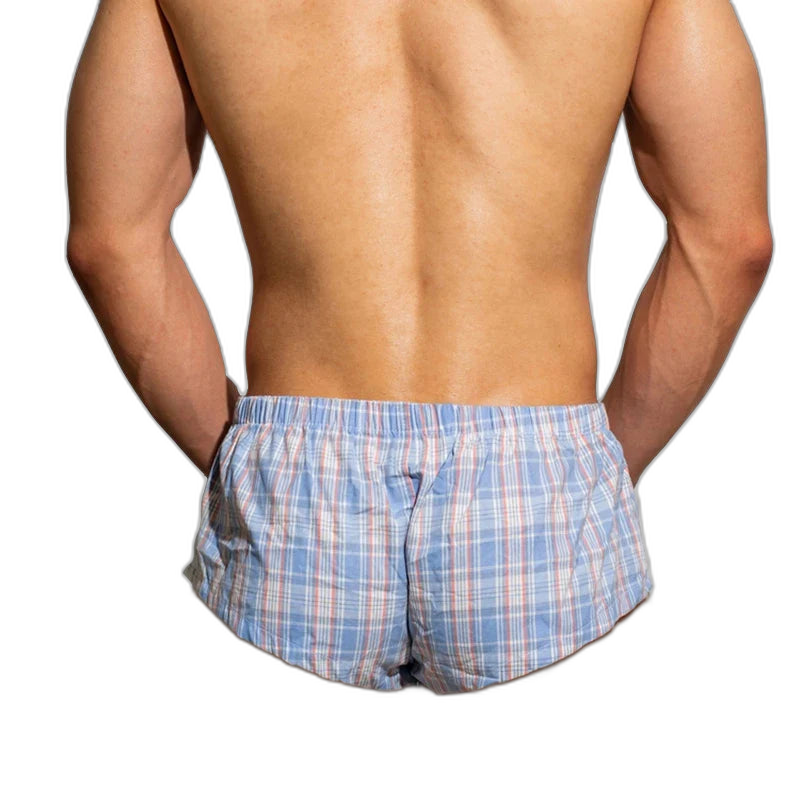 D.M. Low Rise Sexy Plaid Home Boxer Briefs