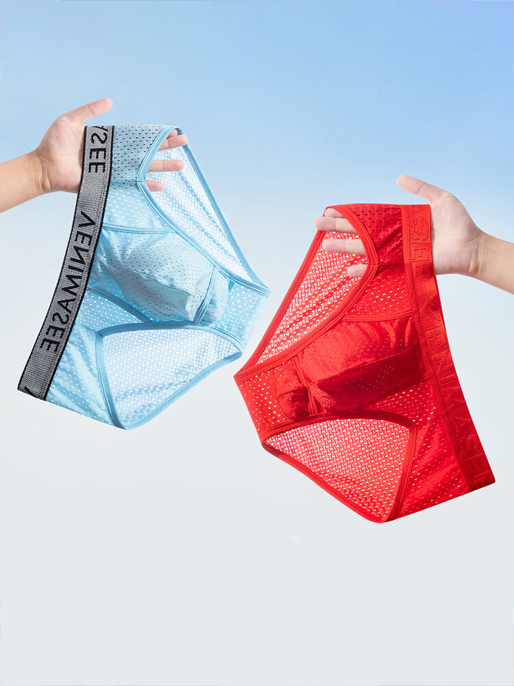 Men's Separated-Pouch Ice Silk Mesh Breathable Briefs
