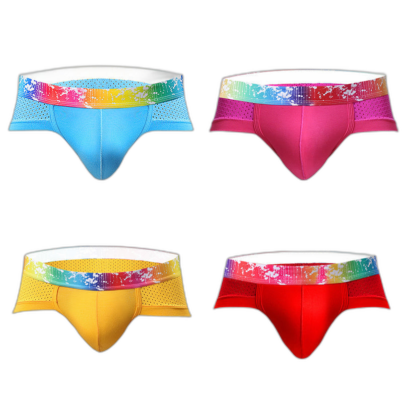 4 Pack Breathable Modal Colored Belt Briefs-rainbow pride underwear