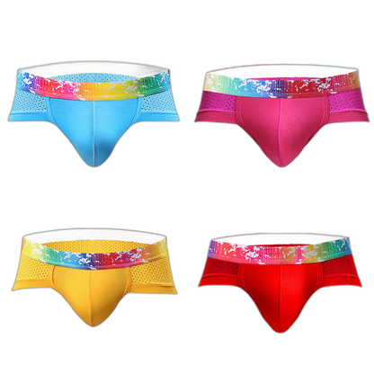 4 Pack Breathable Modal Colored Belt Briefs-rainbow pride underwear