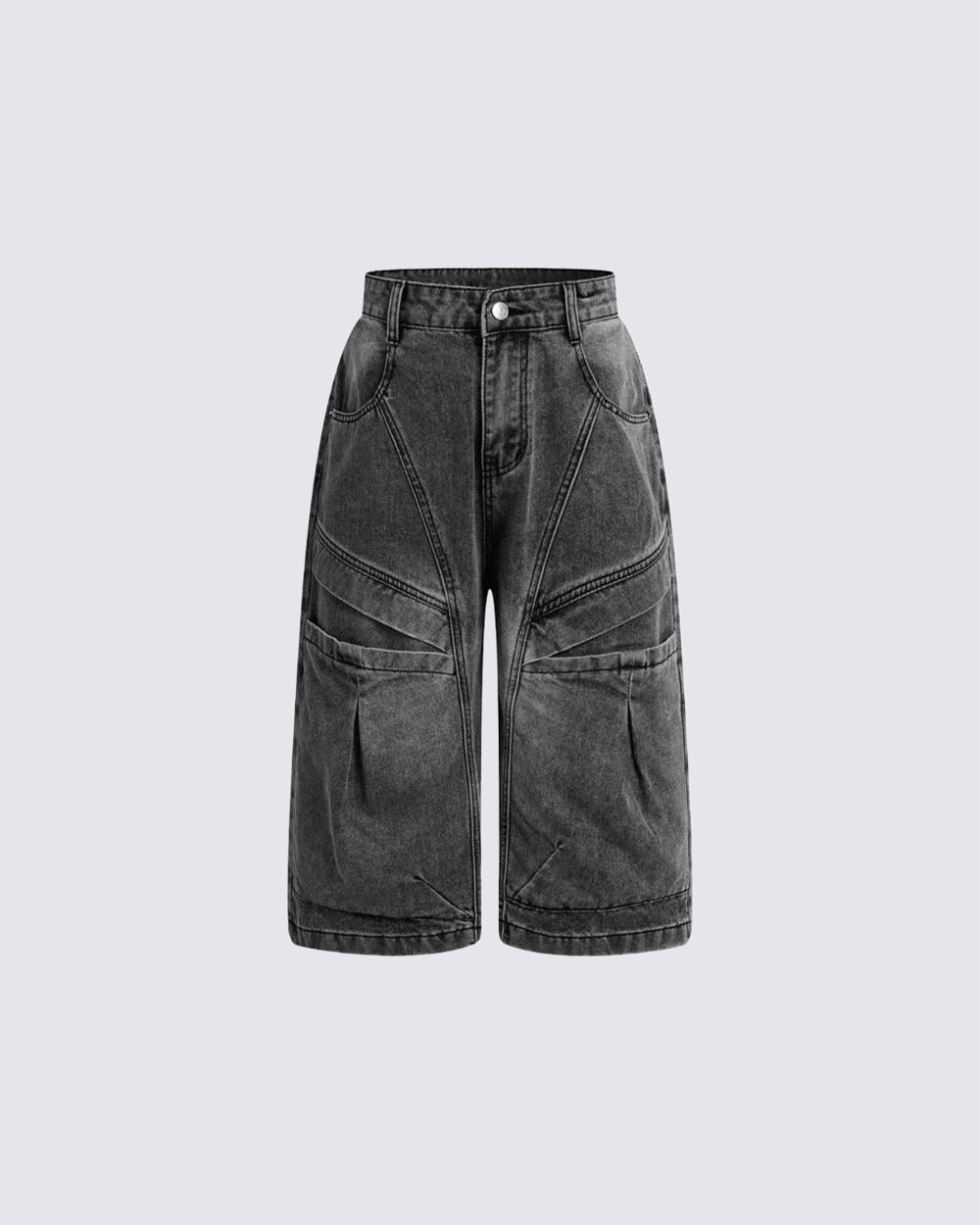 KIIKIO High Street Washed Panel Deconstructed Denim Shorts