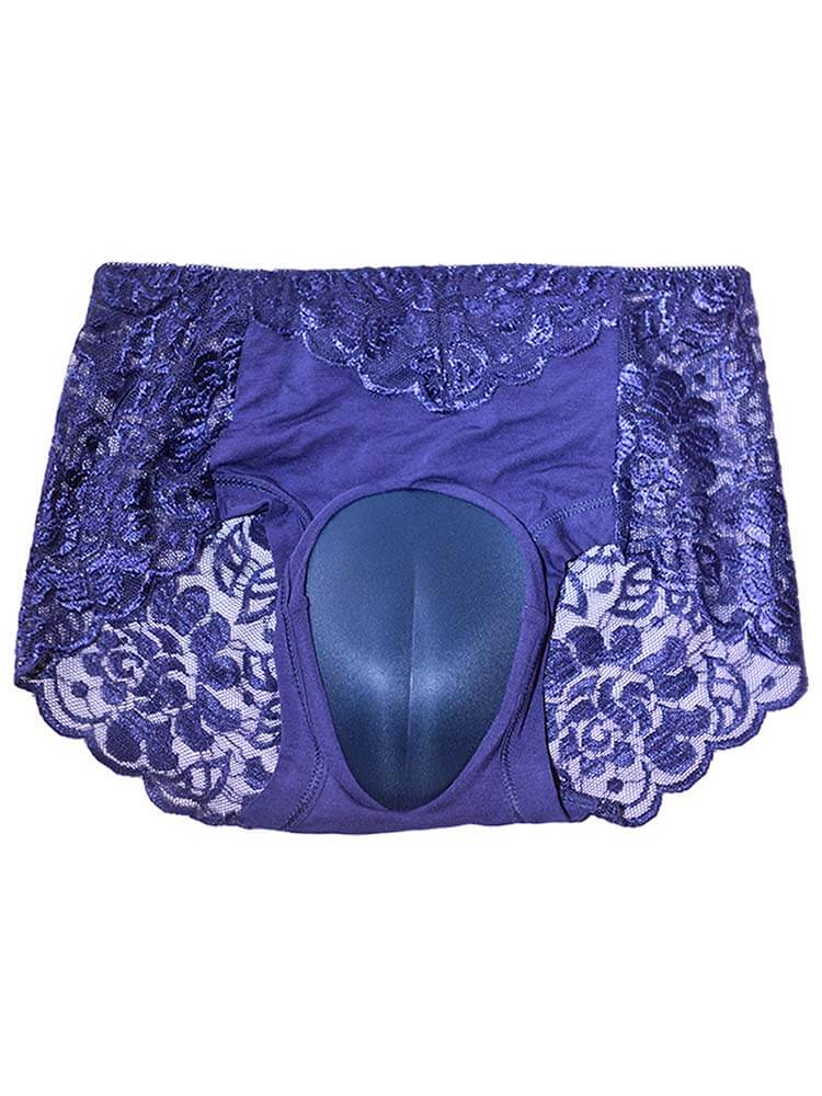 Men's Sexy Lace Solid Color Crossdressing Briefs
