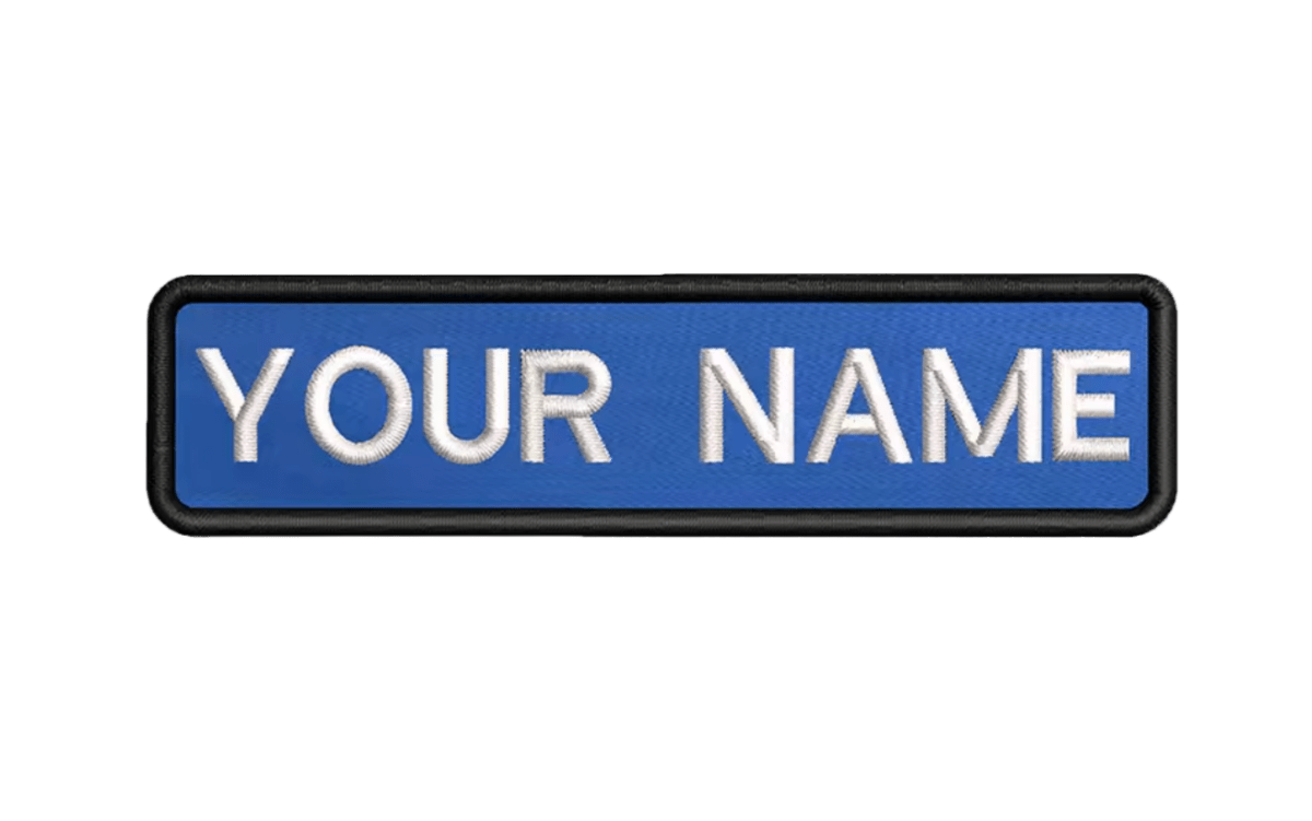 Custom Patch 10cmX2.5cm Blue/White