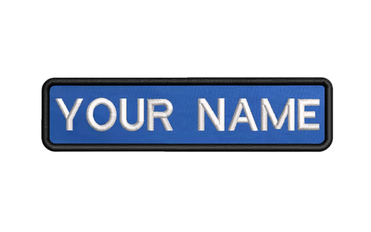 Custom Patch 10cmX2.5cm Blue/White