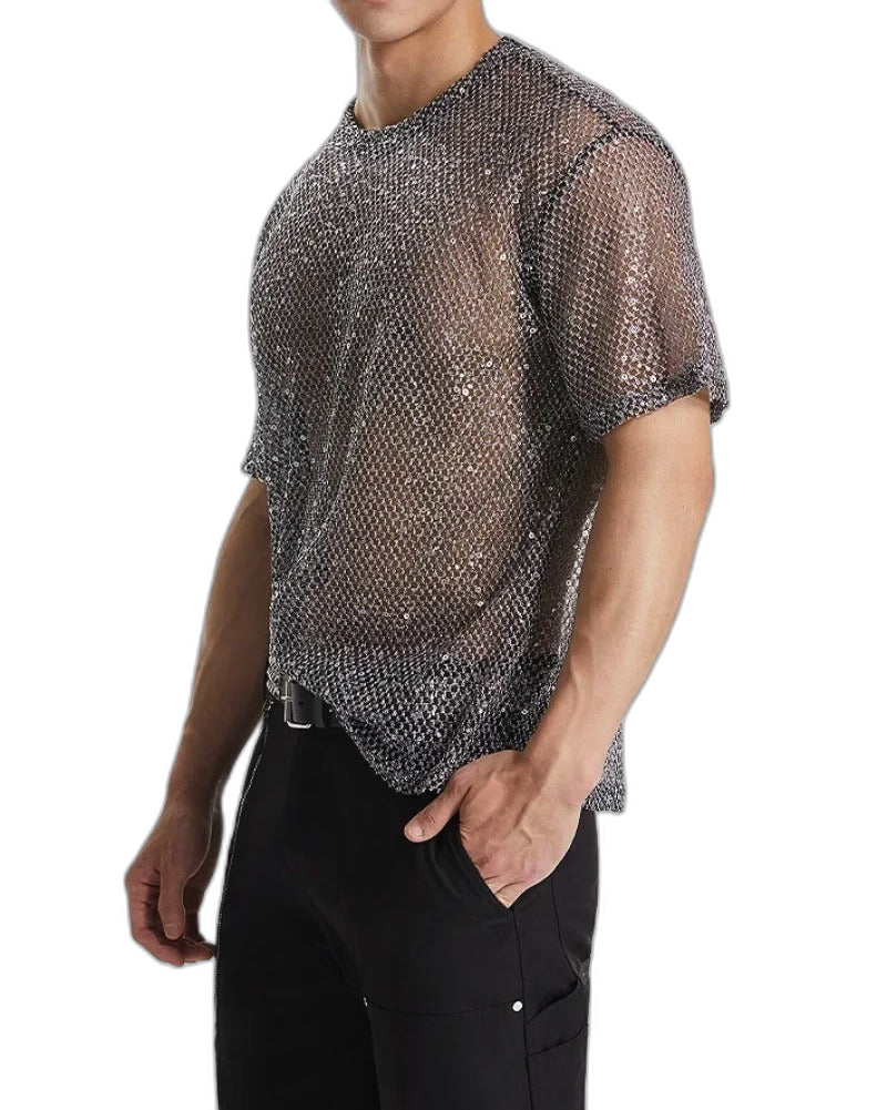 Sequin Mesh Tee