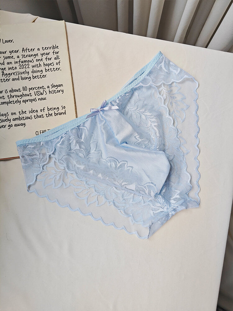 Men's Sexy Lace Trim U-Convex Seamless Briefs