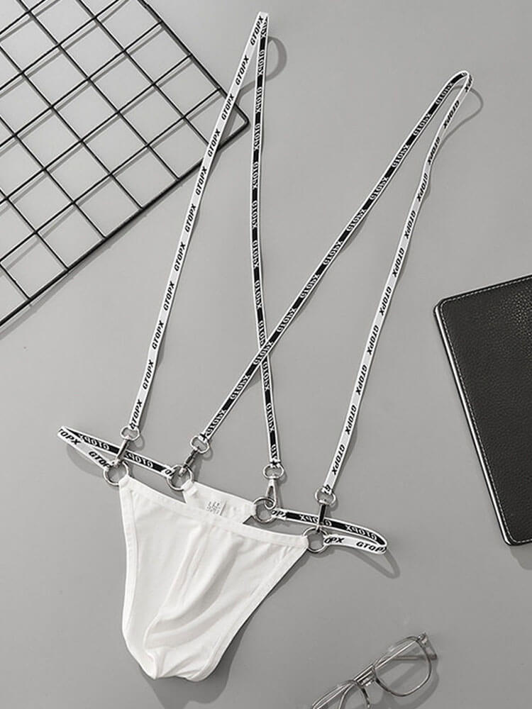 Men's Low-Rise Sexy U-Convex Pouch Suspender Thong