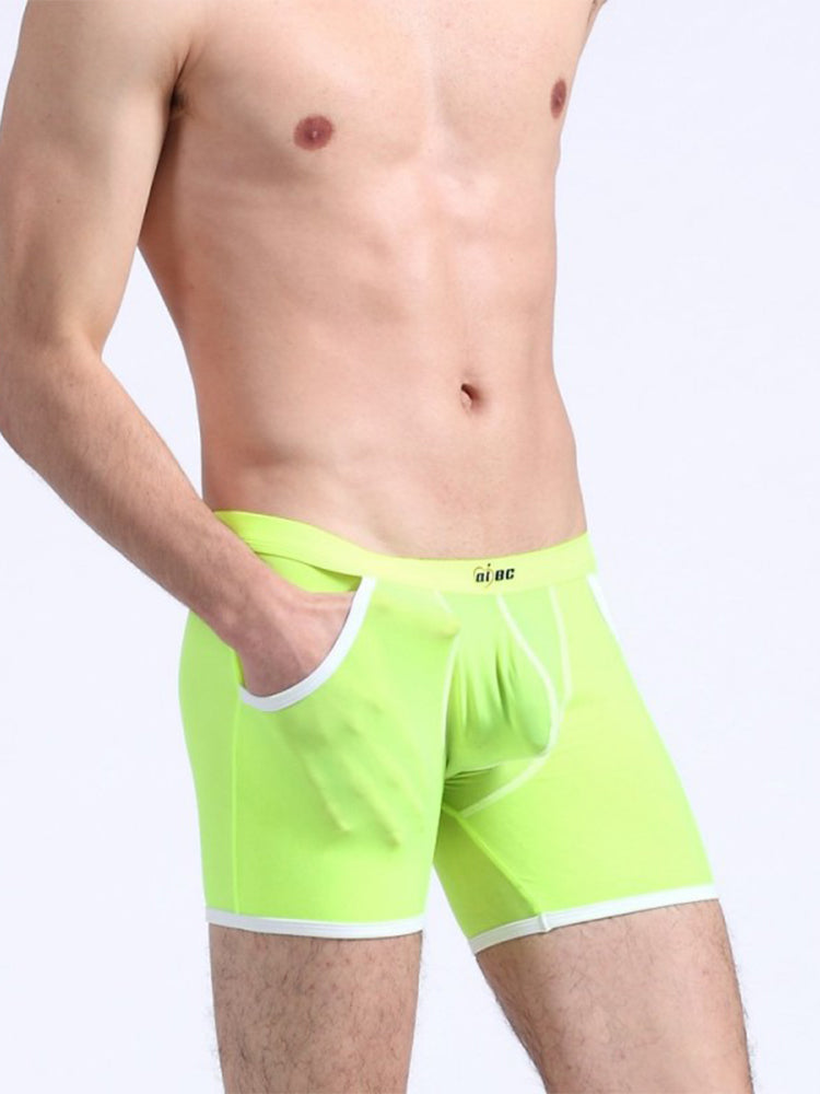 3 Pack Men's Long Leg Boxer Briefs Made of Ultra-Thin Ice Silk with Anti-Wear Elastic