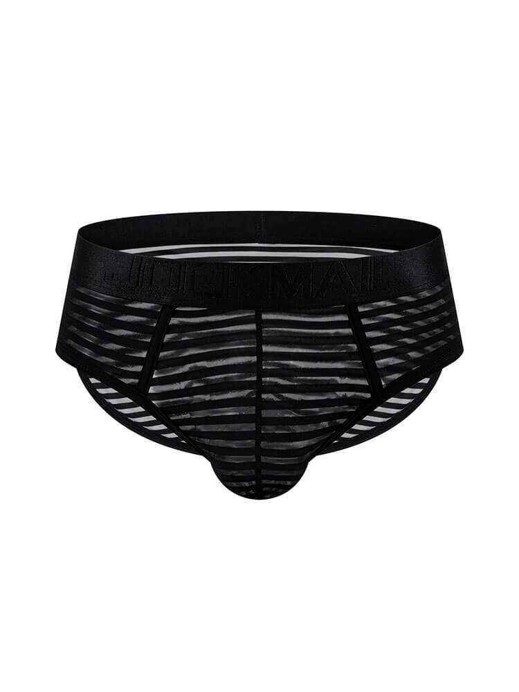 Men's Sexy Mesh Sheer Striped Low-Rise Briefs