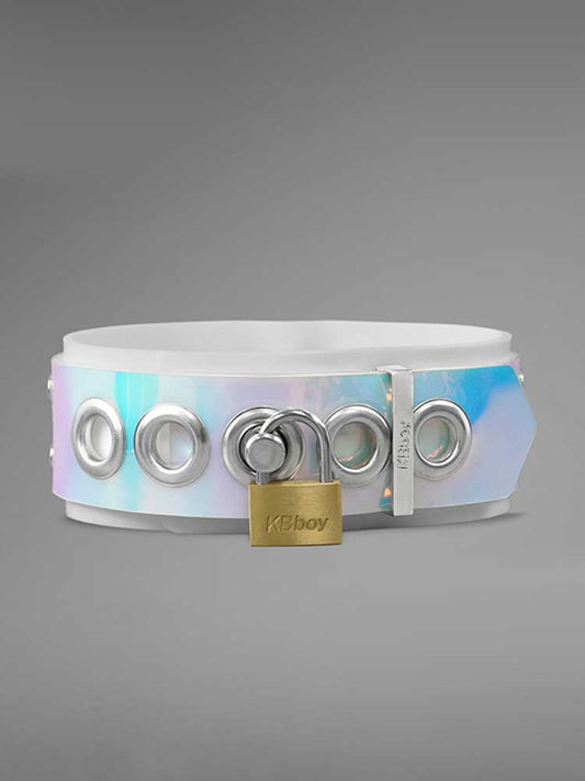 Unisex Iridescent Silicone Lock Choker Collar