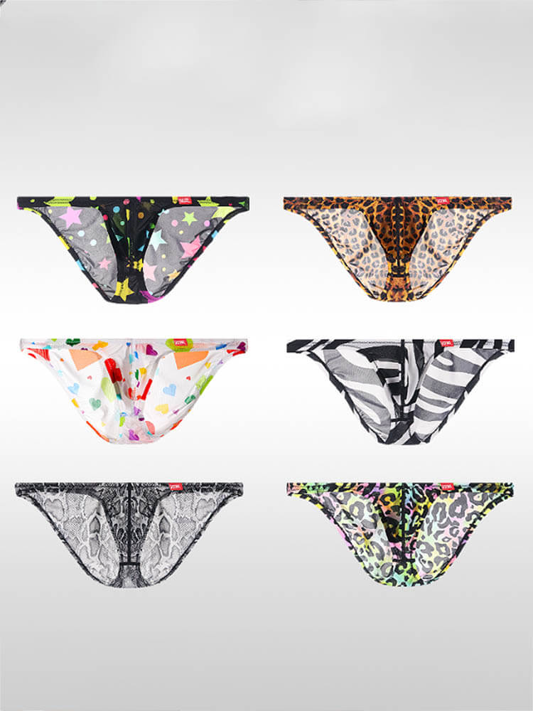 Men's Leopard Print Ultra-Thin Low-Rise Briefs