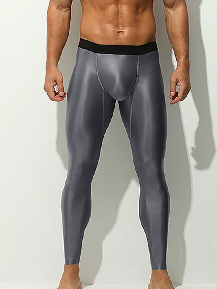Men's Sexy Oily Shine Shaping Sports Tight Pants