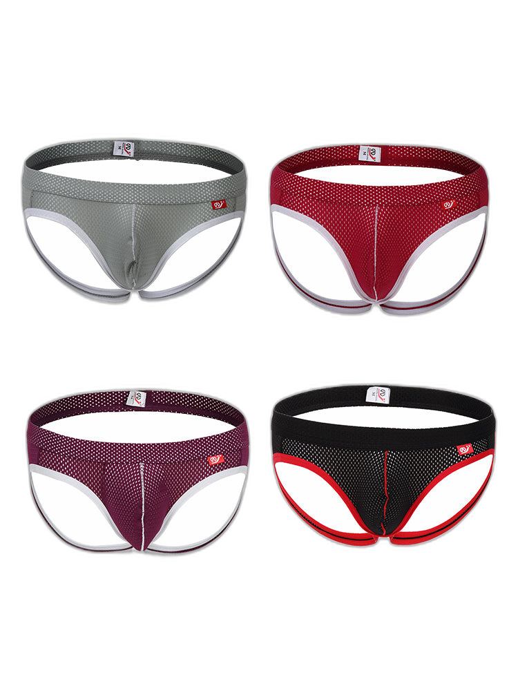 4 Pack Men's Low Waist Sexy Breathable Butt Lifting Stylish Comfortable Jockstrap