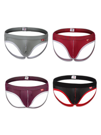 4 Pack Men's Low Waist Sexy Breathable Butt Lifting Stylish Comfortable Jockstrap