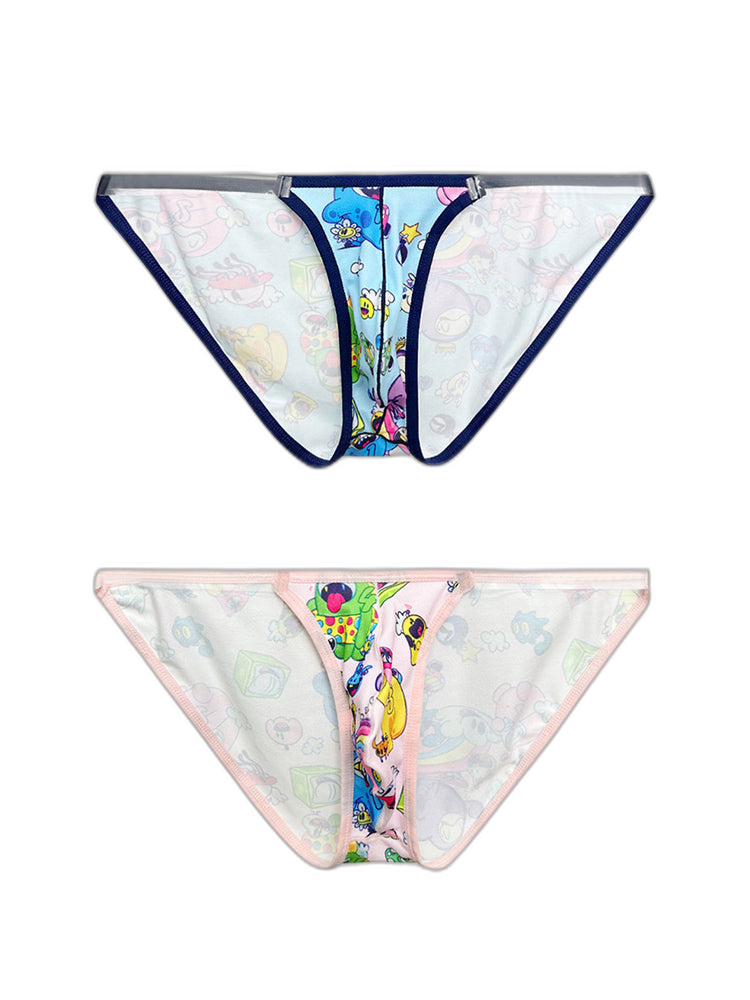 2 Pack Men's Trendy Printed Cartoon Comfortable and Breathable Bikini