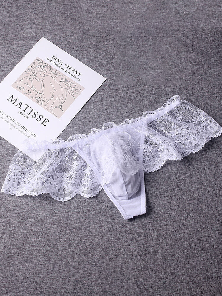 Men's Sexy See-Through Mesh Lace Thong