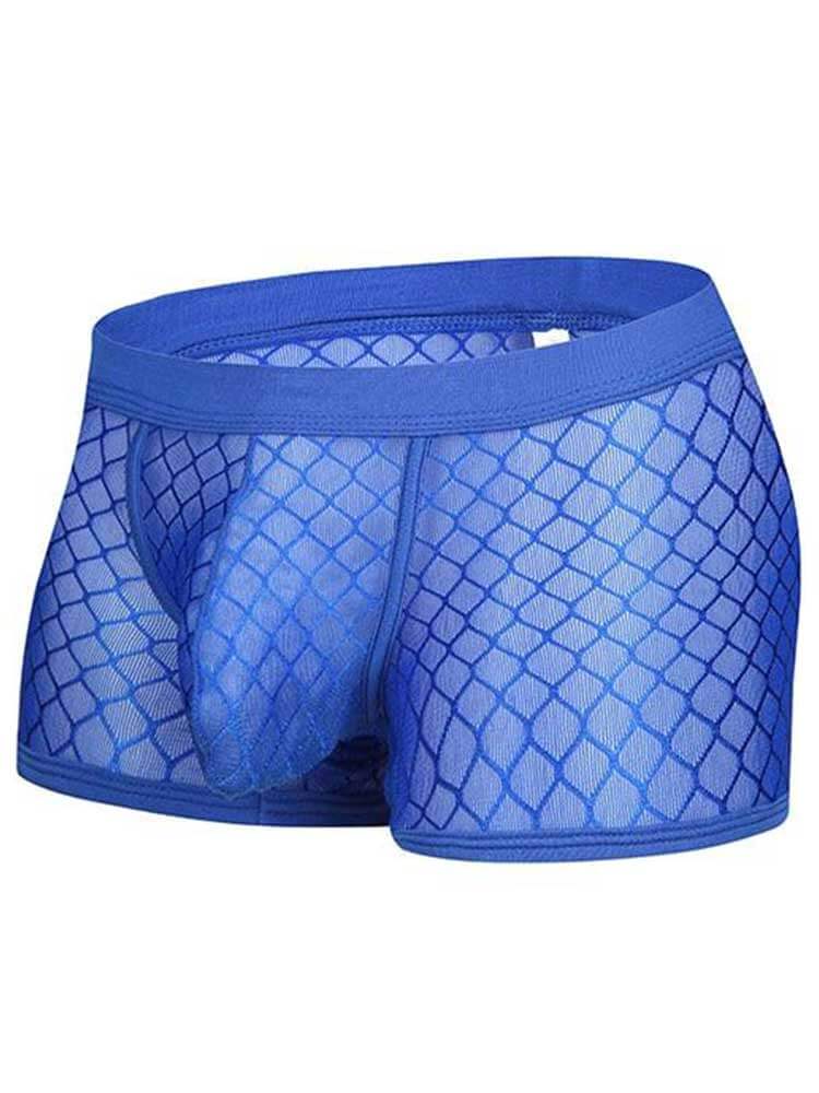 Men's Sexy Mesh Checkered See-Through Boxer Briefs
