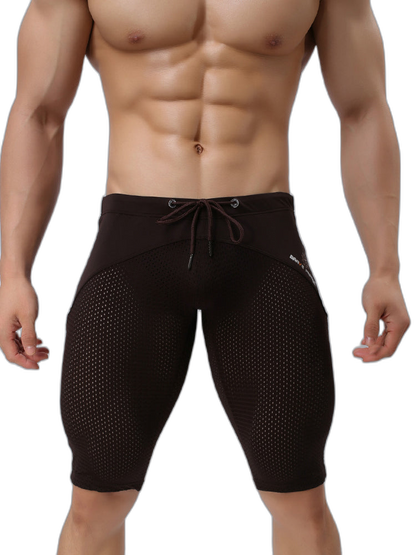 Men’s Athletic Compression Tight Shorts with Drawstring