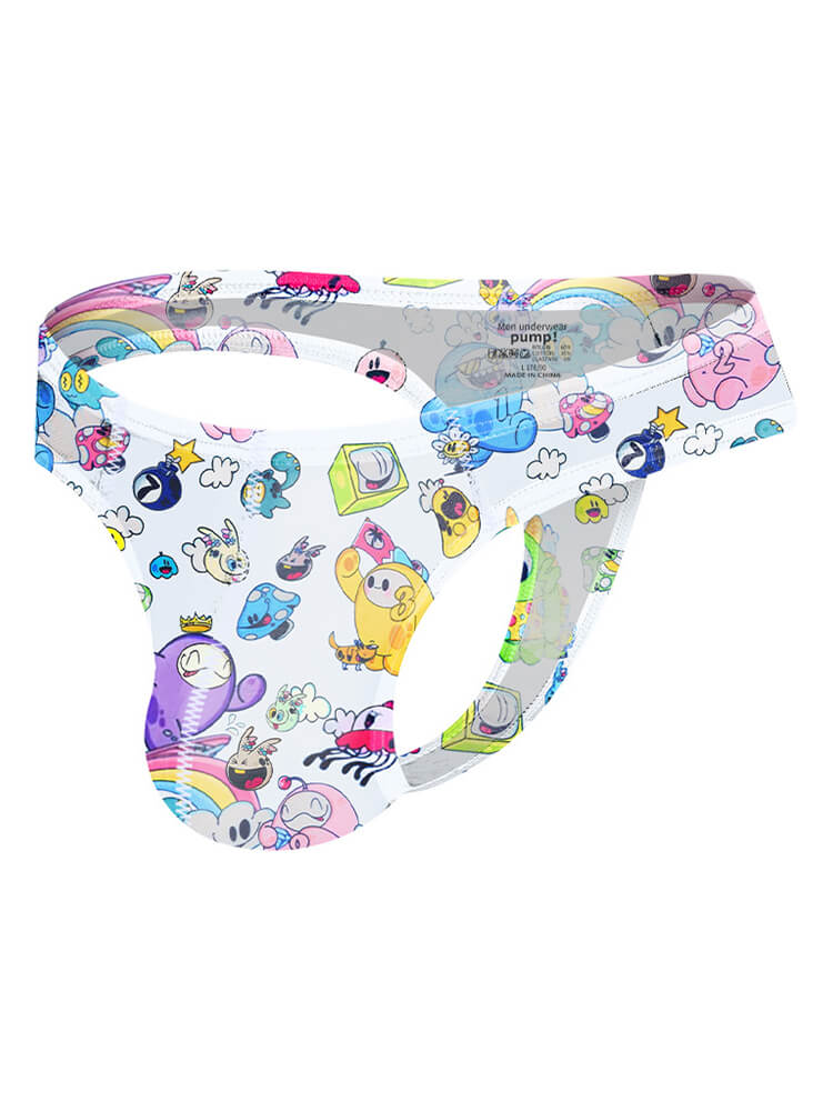 Men's Cartoon Print Sexy Low Rise Thong