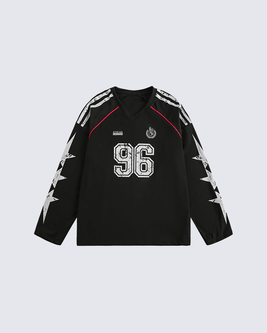 Vintage 96 Print Long Sleeve Streetwear Jersey