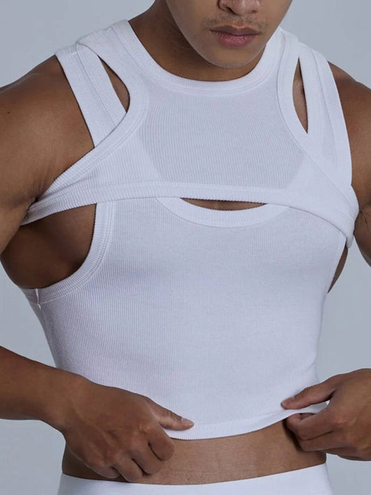 Men's Irregular Tank Top Jockstraps Set