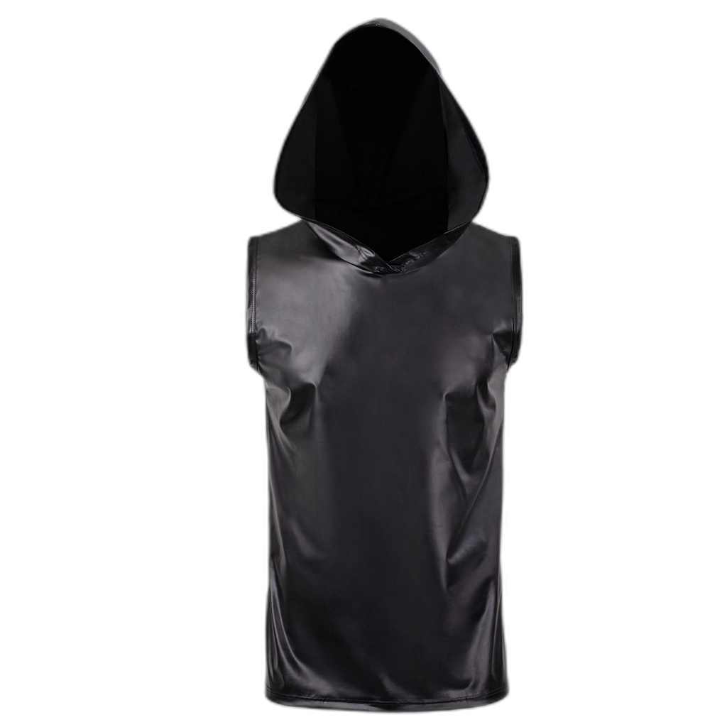 Hooded Leather Vest Set