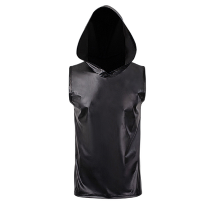 Hooded Leather Vest Set